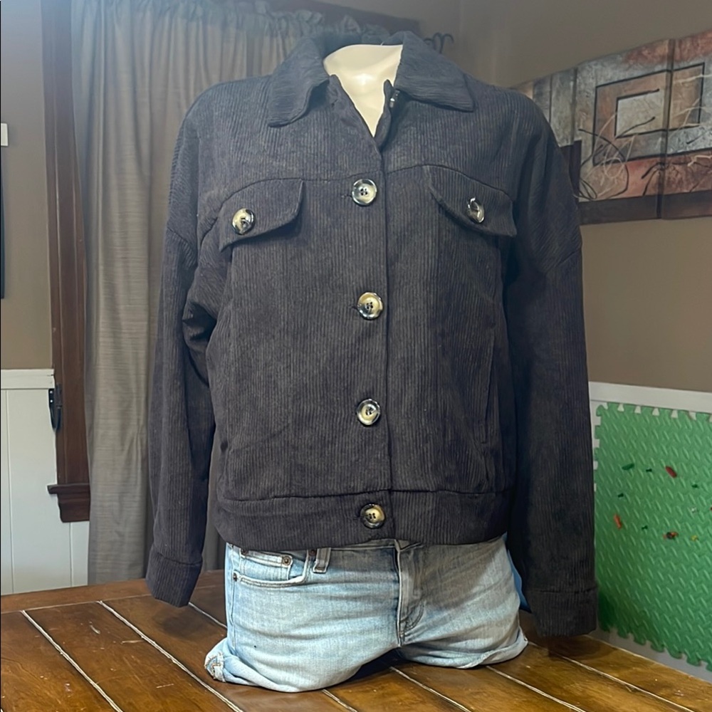 LuLaRoe Berlin Brown Utility Jacket Classic Boxy- Crop Design- Sz S NWTs